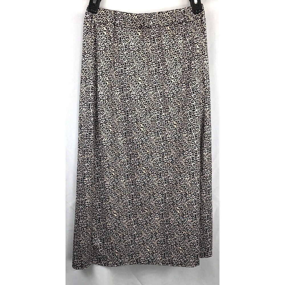 Straight Skirt Midi M 26” Elastic Waist Leopard Large Side Slit Career Y2K